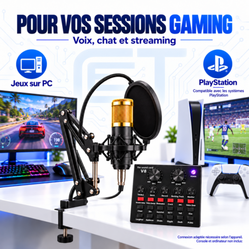 Ensemble complet de microphone   condensateur avec Carte Son