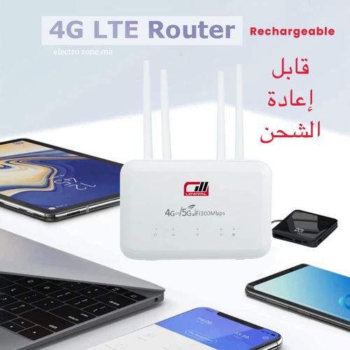 routeur 4G Modem 300 Mbps avec avec batterie externe rechargeable et 4 antenne