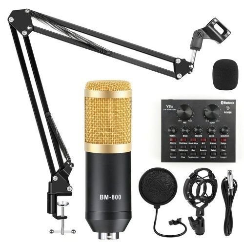 BM-800 Microphone à condensateur avec carte son externe Bluetooth
