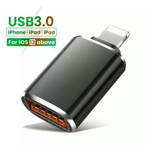Plustar محول USB 3.0 OTG لنقل بيانات iPhone iOS ، قرص U ، ماوس ، لوحة مفاتيح