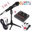 Microphone condensateur avec carte son V8 à changeur de voix et mélangeur Audio