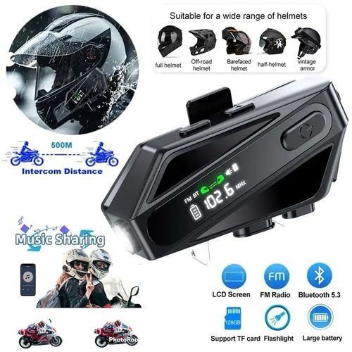 intercom Oreillette Bluetooth pour casque de moto portée de 500 mètres