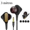 Écouteurs filaires intra-auriculaires , confortables, méga basses, 3 mètres