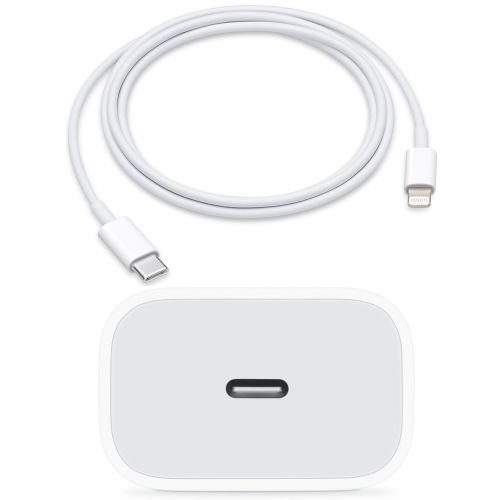 Chargeur iPhone - Compatible avec Tous les iPhone - Entrée Lightning - Blanc - Prise + Cable