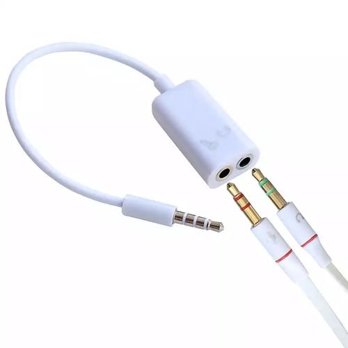 séparateur Audio stéréo de 3.5mm mâle vers écouteurs + Microphone Blanc