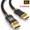 Ultra rapide Câble HDMI 2.1 8K 60Hz 48Gbps,(3m) Noir