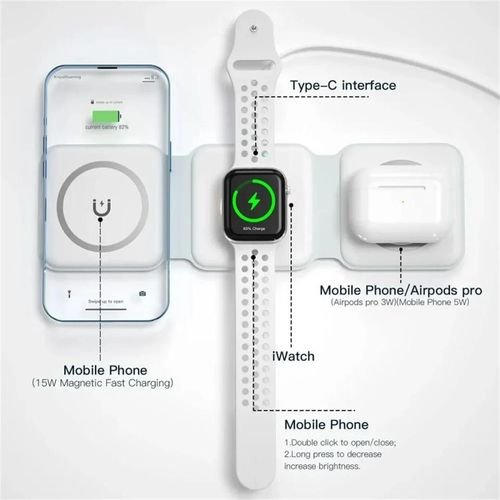Chargeur magnétique sans fil  pour iOS Android AirPods iWatch