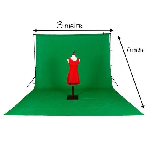 Fond Vert Green Screen 3*6M Tissu + Cadre Support Tripod Trepied 3M