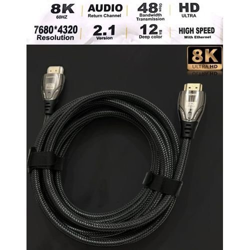 كابل HDMI 2.1 8K ، ذكر 8K @ 60Hz ، يدعم eARC ، HDR10 + ، VRR ، Dolby ، HDCP 2.2 / 2.3