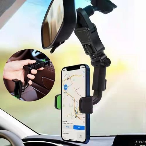 Support حامل هاتف السيارة متعدد الوظائف لمرآة الرؤية الخلفية ، قابل للدوران 360 درجة