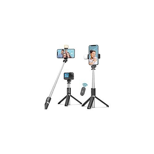 Trépied et perche à selfie avec lumière d'appoint et télécommande pour téléphone/Gopro