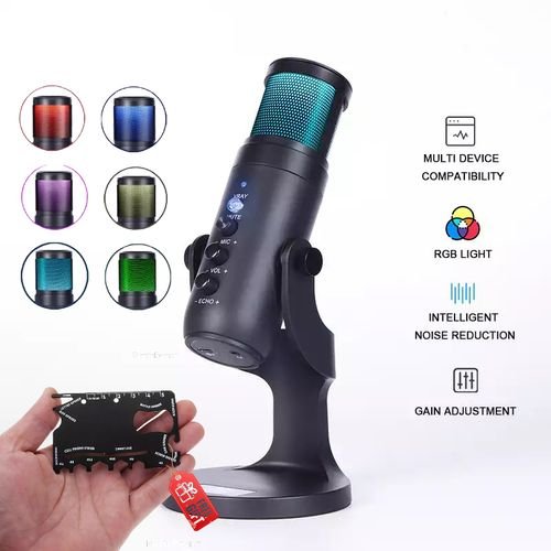 ميكروفون USB بمكثف RGB + سكين متعدد الوظائف