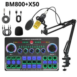 Microphone à condensateur BM800 avec carte Bluetooth X50