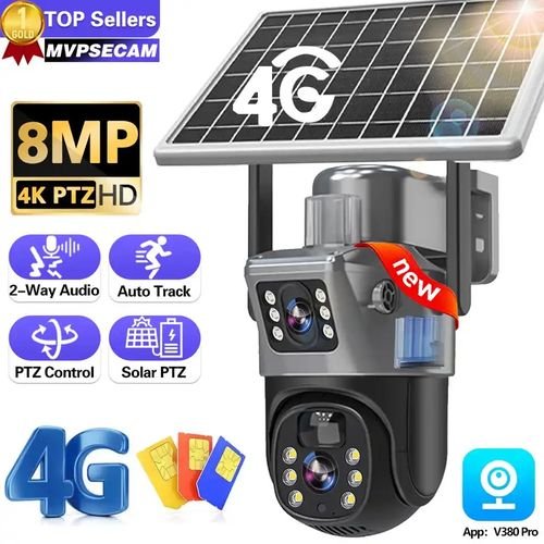 Caméra de surveillance extérieure PTZ IP 4G solaire 8MP
