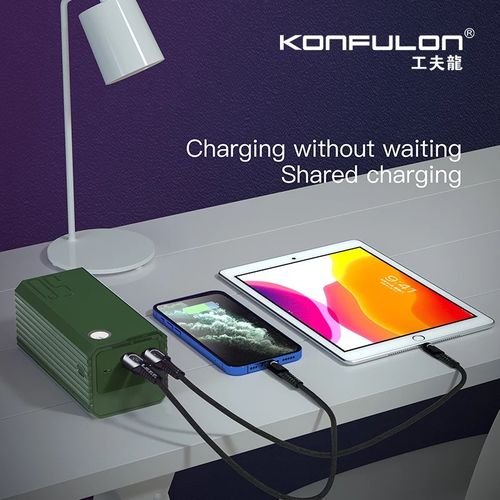 Konfulon 50000 mAh Power Station Fast Power Bank 3 USB Output Mobile