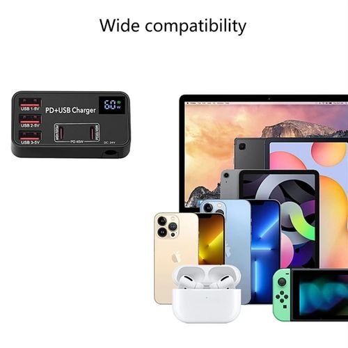 Station recharge USB bureau avec 3 ports USB + 2 ports type-C