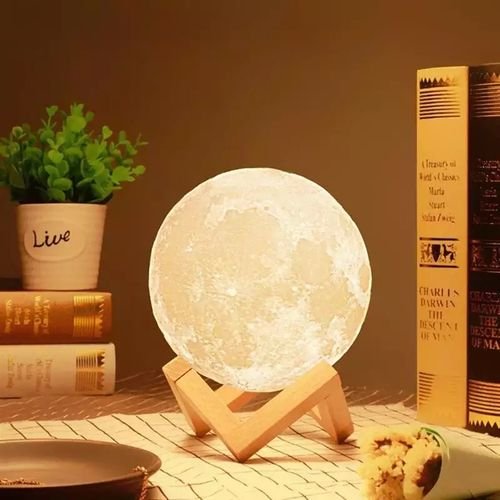 Lumière de nuit d'éclairage LED d'impression 3D lampe de lune chaude et froide Dimmable blanc