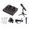 Microphone condensateur filaire avec carte son en direct, appareil à changeur de voix, mélangeur Audio