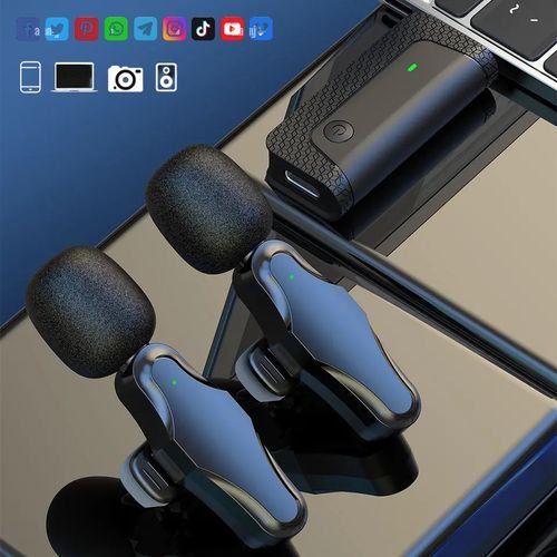 2 micros K35Pro sans fil Lavalier réduction de bruit Microphone 3.5mm AUX pour mégaphones amplificateur caméra ordinateur téléphone portable haut-parleur