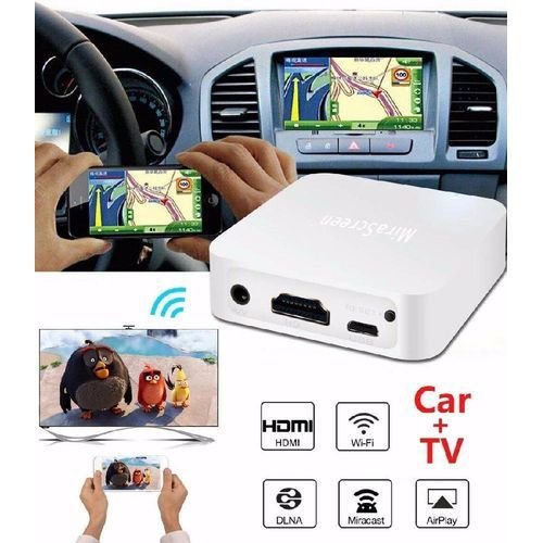 Présentoir WiFi pour voiture Partage de téléphone à affichage de voiture Airplay Allshare Cast Miracast DLNA en miroir Mirrast Supporte IOS - Android Navigation GPS avec sortie RCA (CVBS) et HDMI