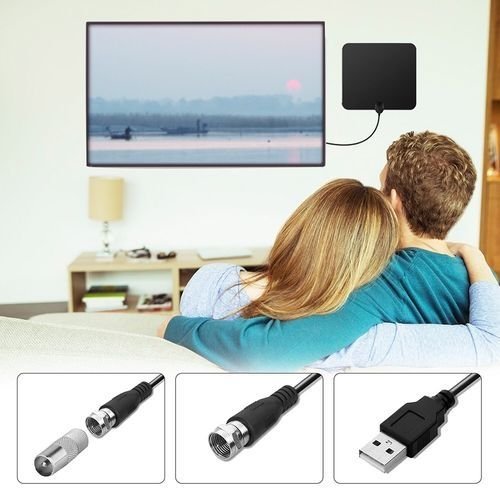 Antenne HDTV intérieure amplifiée noire pour VHF FM numérique UHF Power 40 milles