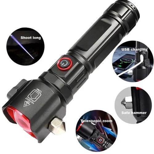 Lampe de poche LED haute puissance multifonctionnelle, chargement USB