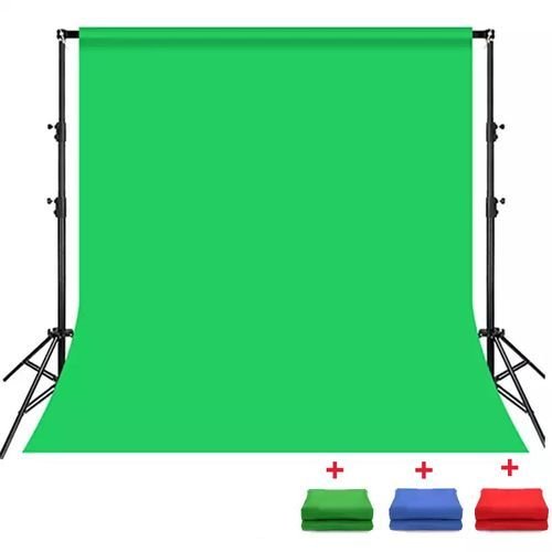 Puluz Support d'arrière-plan 2x3m réglable pour Photo, avec 3 Couleur vert + rouge + bleu