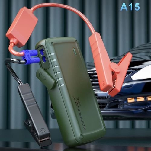 Konfulon démarreur d'urgence de saut de voiture, batterie d'alimentation, avec double sortie USB, torche LED, SOS,