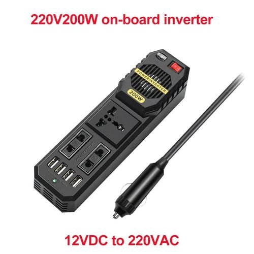 Onduleur de voiture 200W, 12V DC à 220V AC