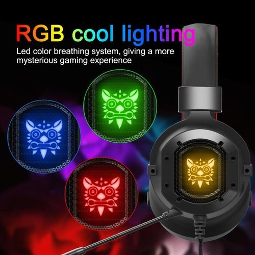 Onikuma Casque K3 de jeu stéréo filaire RGB avec micro, pour PC/PS4 PS5/Xbox/Nintendo switch