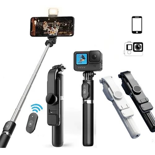 Trépied et perche à selfie avec lumière d'appoint et télécommande pour téléphone/Gopro