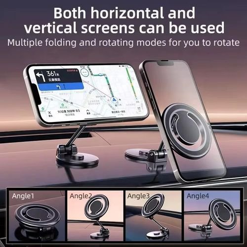 Support de téléphone de voiture magnétique en alliage d'aluminium, rotation à 1080