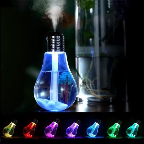 humidificateur d'air en forme d'ampoule avec lumière LED, brumisateur d'aromathérapie pour le bureau à domicile