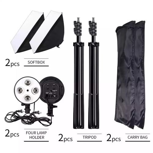 Puluz 2 Softbox 50x70cm ,8 lampes, 2 Tripied 200cm,