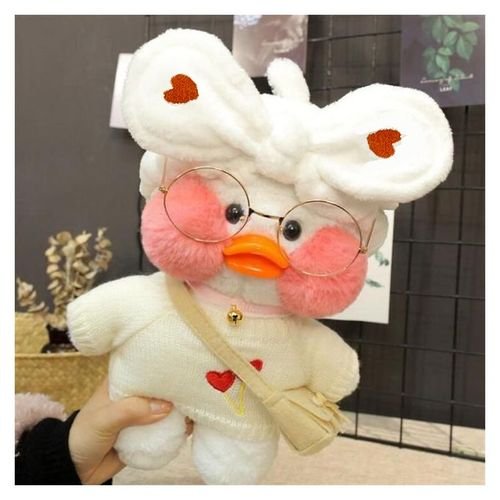 Canard en peluche blanc, personnage de dessin animé