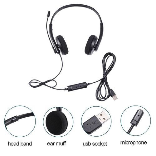 Casque Filaire USB Avec Micro Pour Centre D'appels De Bureau