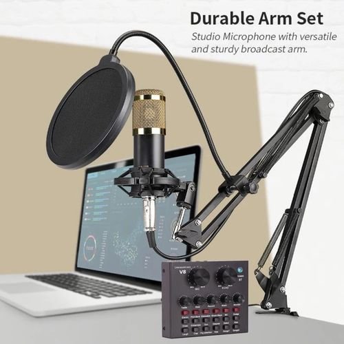 kit Microphone à condensateur BM800 + carte son V8 pour Streaming en direct, enregistrement Youtube