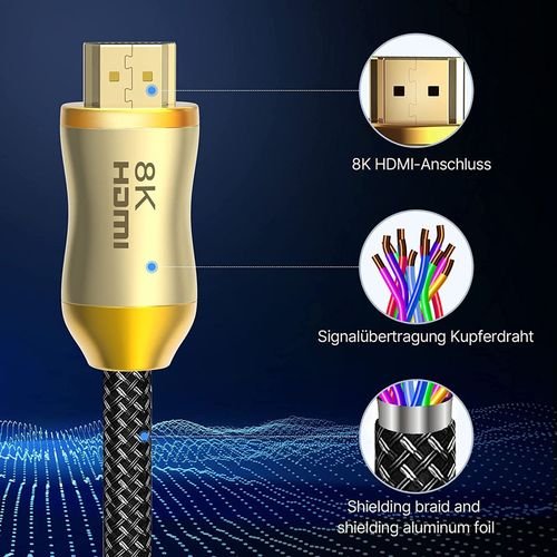 Câble HDMI 2.1 8K 60Hz 48Gbps, (3m)