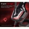 Ovleng Casque de jeu jack stéréo 3,5 mm avec microphone rotatif avec éclairage LED