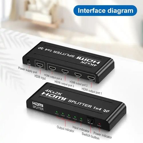 موزع فيديو 1x4 HDMI ، محول فيديو ، مضخم صوت للتلفزيون ، كمبيوتر محمول ، جهاز عرض