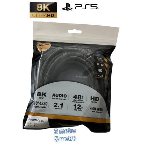 كابل HDMI 2.1 8K ، ذكر 8K @ 60Hz ، يدعم eARC ، HDR10 + ، VRR ، Dolby ، HDCP 2.2 / 2.3