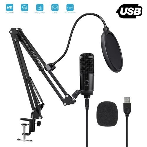 حزمة ميكروفون USB كاملة للتسجيل في استوديو الدردشة على الكمبيوتر