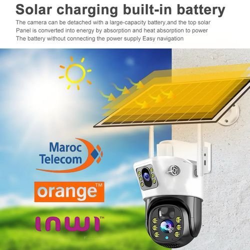 Caméra de surveillance extérieure PTZ IP 4G solaire 8MP