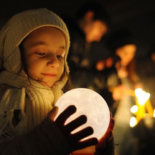 Lumière de nuit d'éclairage LED d'impression 3D lampe de lune chaude et froide Dimmable blanc