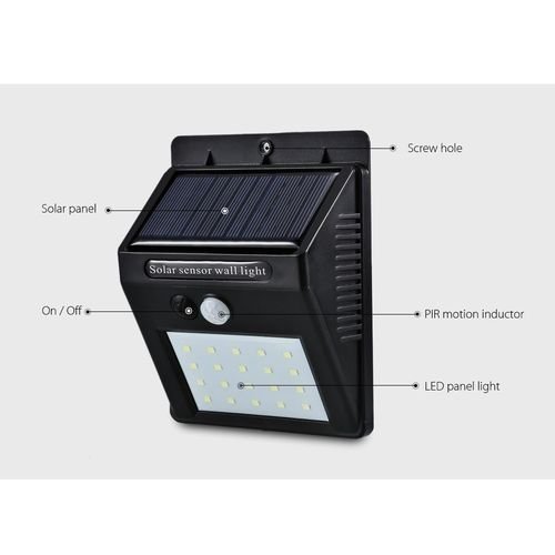 Imperméable à l'eau Solaire Lampe Motion Sensor Wall Light 20 LED IP65 Infrarouge Solaire Puissance Lampe Pour Économie D'énergie Extérieure Jardin lumière