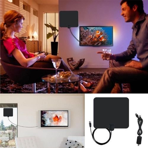 Antenne HD TV intérieure amplifiée avec un appareil TNT  pour VHF FM numérique UHF Power 40 milles