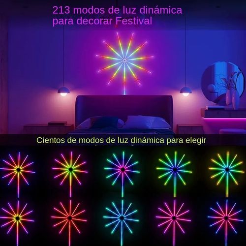 Bande lumineuse LED feux d'artifice, contrôle du son RVB, déconnexion