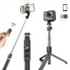 perche à selfie avec lumière et télécommande Bluetooth