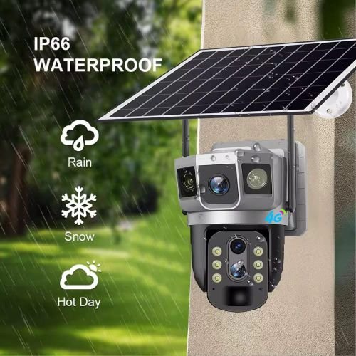 Cámara IP 4G solaire, Zoom x10 optique PTZ 12MP