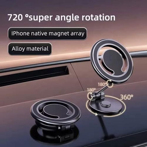 Support de téléphone de voiture magnétique en alliage d'aluminium, rotation à 1080